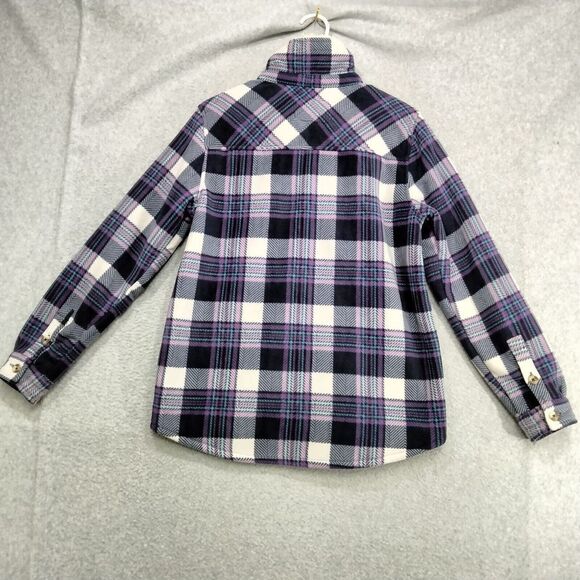 Soho Threads Button Down Jacket Womens Size S Purple White Plaid Sherpa Lined - Picture 10 of 13